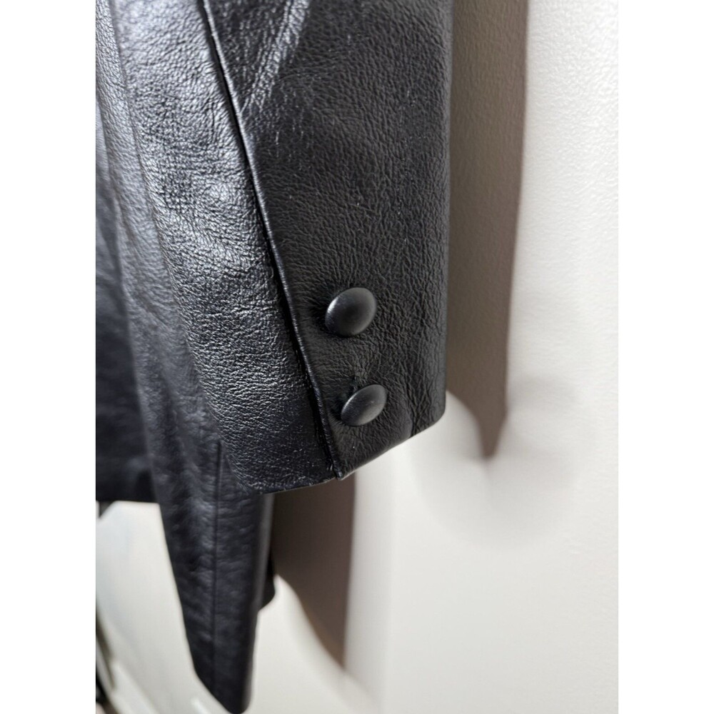 Vintage USA Leather Coat Women's 3X Black Button Front Jacket Pockets Soft 90's - Picture 7 of 12